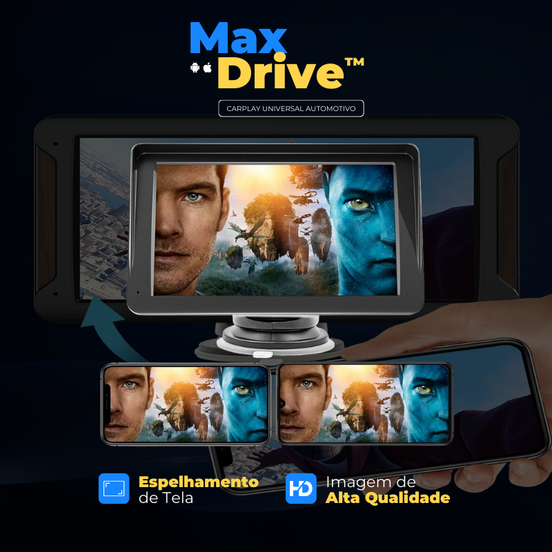 Central Multimídia Universal Com CarPlay/Android Auto - MaxDrive™